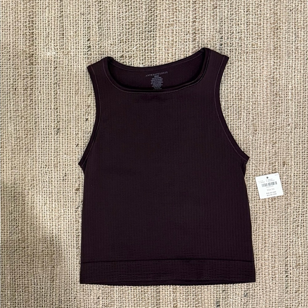 Anthropologie Burgundy Ribbed Sleeveless Tank Top